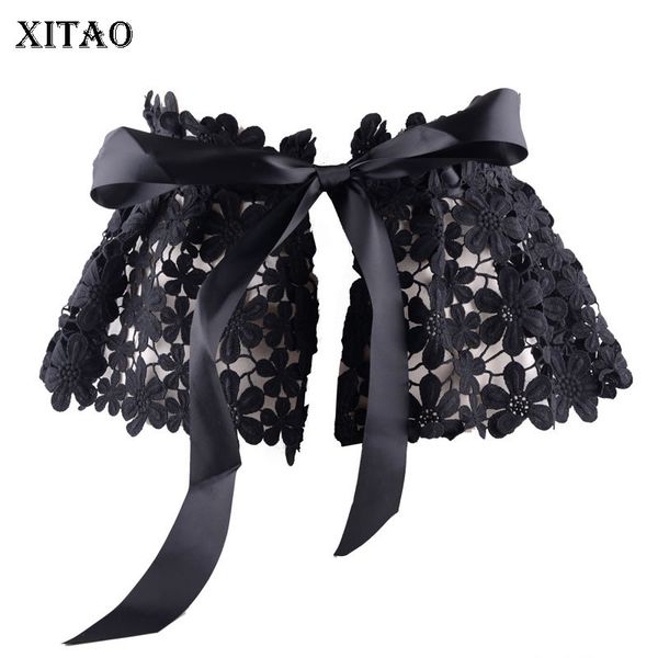 

xitao] new hollowed-out lace belting long tail waist decoration female solid color fashion cummerbunds dll1704, Black;brown