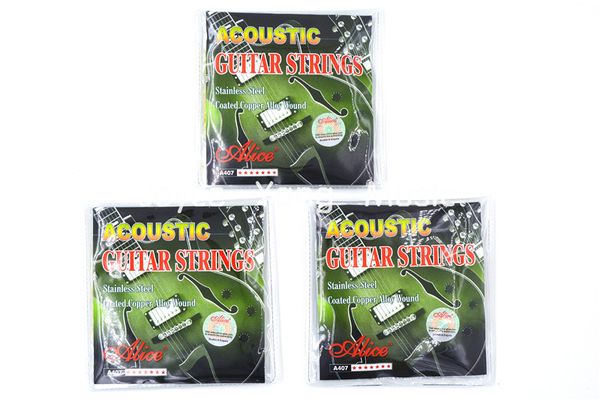 

3 sets of alice a407-l acoustic guitar strings coated copper alloy wound&stainless steel strings
