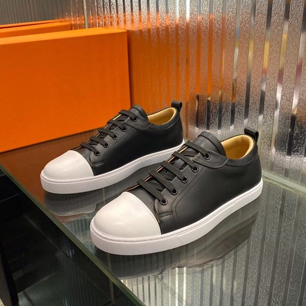 

2020 quality luxury designer mens casual shoes modern genuine leather fashionable skateboard shoes party lovers white sneakers38-44 eur, Black