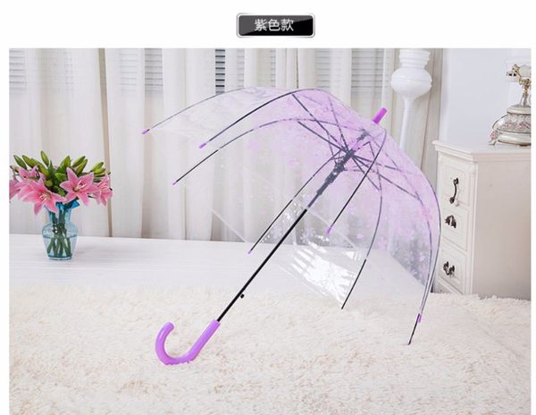 

transparent flowers sunny rainy umbrella clear umbrella windproof folding umbrellas women raingear long handle 2pcs/lot