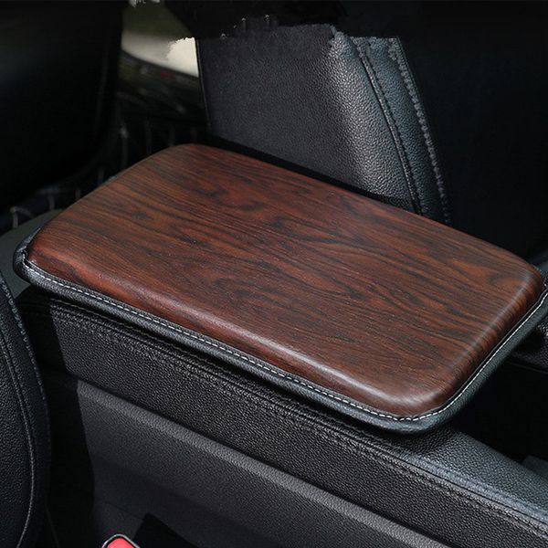 

wood grainy anti scratch vehicle mat pu leather styling car armrest pad console protective interior center box wear resistant