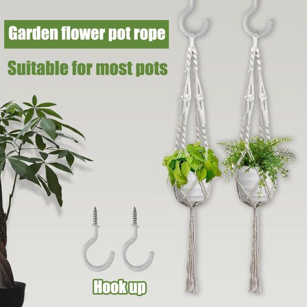 

2pcs cotton rope for plant hanger flower pot wall plant holder indoor home decor hanger for wall decoration countyard garden, Black;white