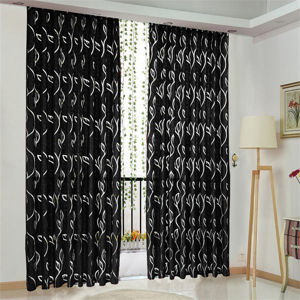 

100x130 cm curtains blackout modern style leaves curtain polyester vines tulle door window curtain drape panel sheer w809
