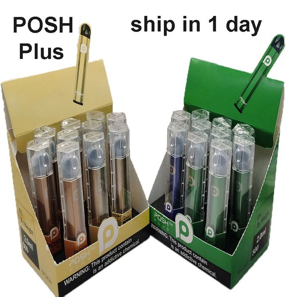 

Posh Plus Одноразовые Vape Pen 500 затяжек Устройство Pod 2,0 мл Бобы картриджи Электронная сигарета комплекты Пустые Испаритель 450mAh батареи Упаковка 6% ручки