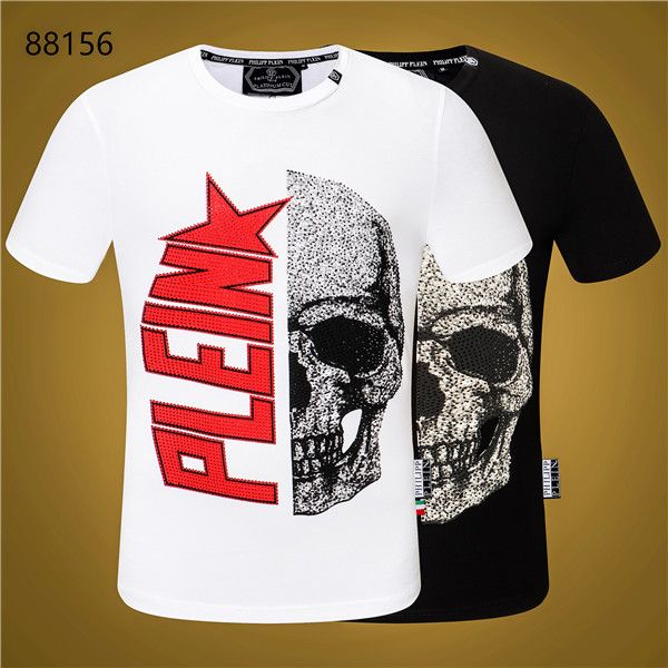 

designer brand mens designer t shirts skulls drillingt shirt mens clothing short sleeve cotton tshirt women m-3xl1, White;black