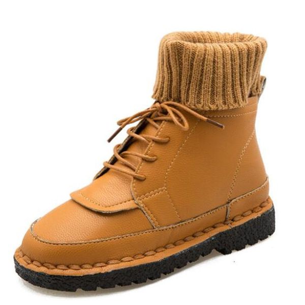 

designer dropshipping women's boots autumn winter new flat soft bottom wild wool mouth boots women's low tube lace, Black