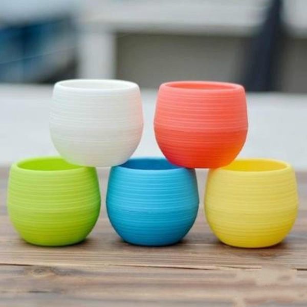 

7*7cm mini flower pots multi colors round plastic planters leak water hole design succulent plants garden pot sale