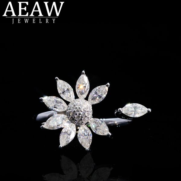

aeaw solid 14k yellow gold 9pcs 2.5x5 moissanite marquise cut engagement ring bridal wedding jewelry dainty female finger ring, Golden;silver