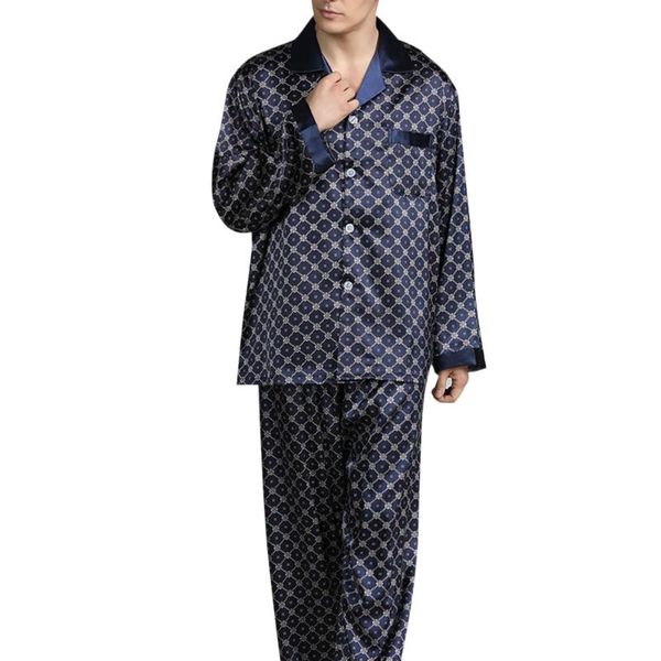 

monerffi spring mens sets suit fashion casual long sleeve lapel thin loose pajamas for men printed letters sleepwear suit 3xl, Black;brown