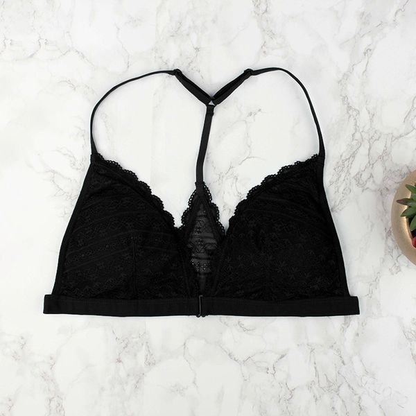 

elegant front closure wire bra lace floral seamless bra small chest push up y-shaped back beauty underwear women, Red;black