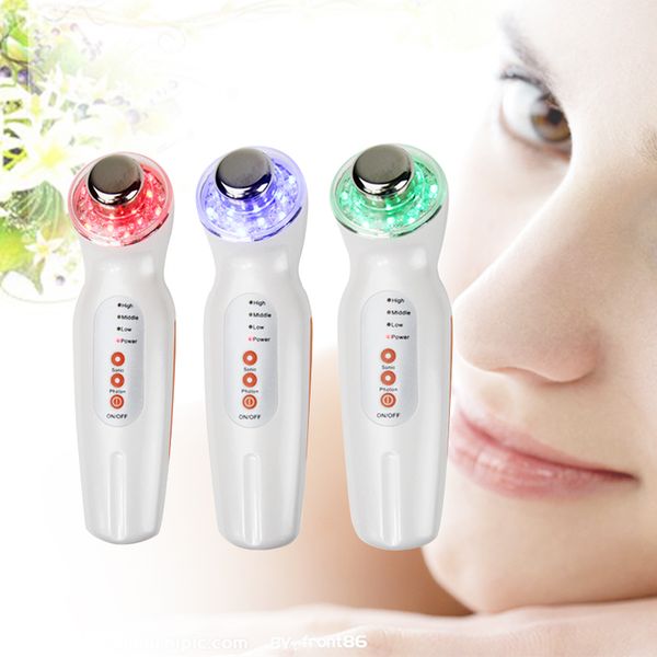 

skin care portable 3mhz 3 color massager facial ultrasonic cleaner face pn led massage ultrasound beauty spa equipment lift