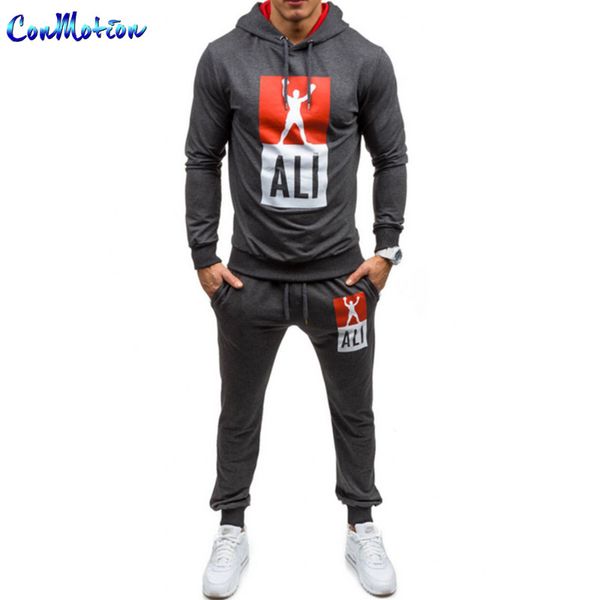 

spring 2017 fashion men's sportswear ali tracksuits leisure hooded sweatshirt+pants, Gray