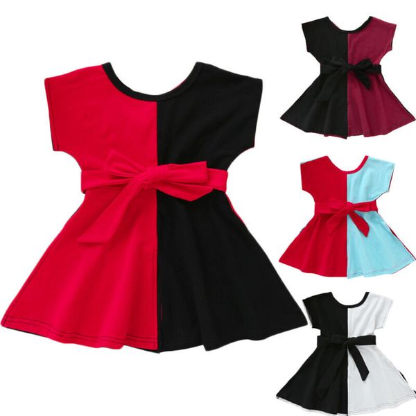 

imcute brand 2020 summer toddler newborn kids baby girl clothes short sleeve bow princess dress infant girl's dresses party, Red;yellow
