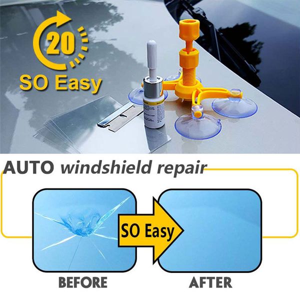 DIY Auto-Windschutzscheiben-Reparatur-Set, Auto-Riss-Windschutzscheiben-Glas-Set, schnelle Reparatur, Windschutzscheiben-Kratzer-Polierwerkzeug297L