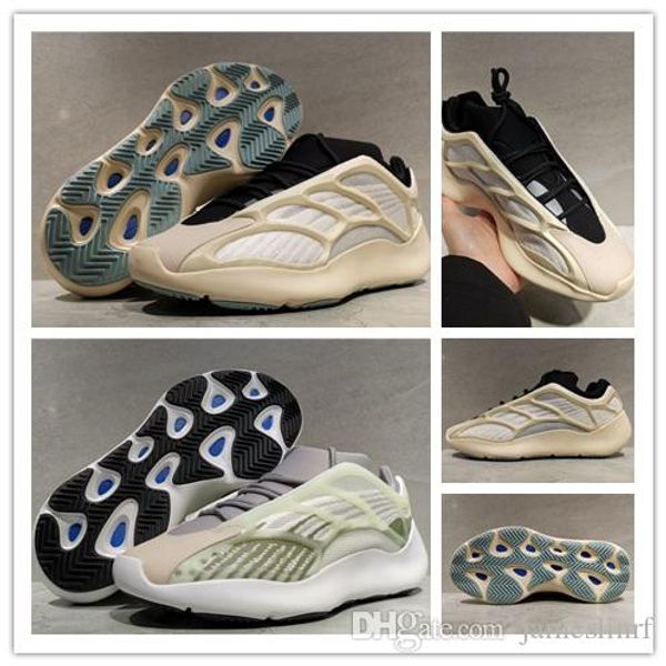 

700 мужчин женщин кроссовки v3 бегун azael белый скелет светится в темноте канье мужской тренер моды спортивные кроссовки