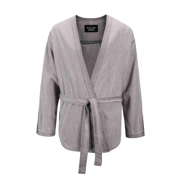 

hi streetwear denim kimono male cardigan coats harajuku outerwear vintage denim loose style, Black;brown
