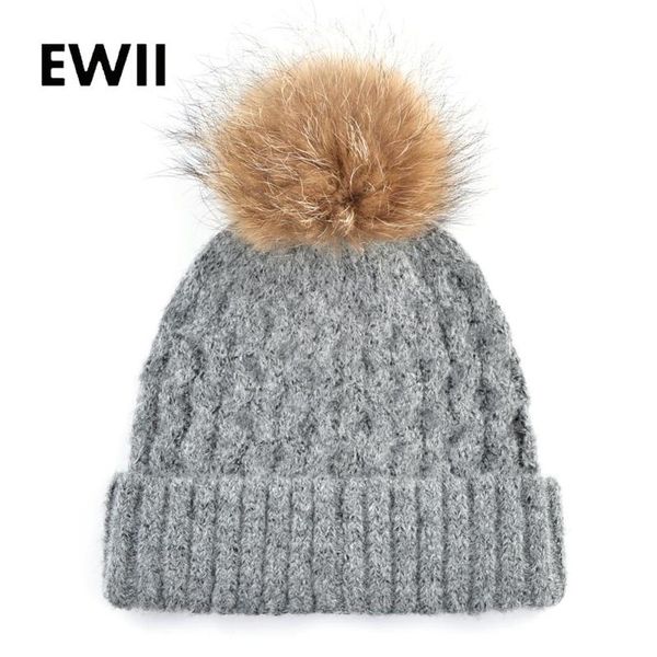

pompom beanie hats women winter cap beanies for ladies knitted wool hat skullies women warm fashion caps chapeau femme, Blue;gray