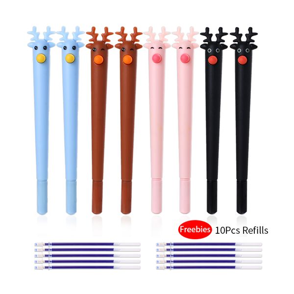 

8pcs/set kawai unicorn we bare bear christmas gel pen cute korean cactus cat flower fruit bts office stationery gift blue