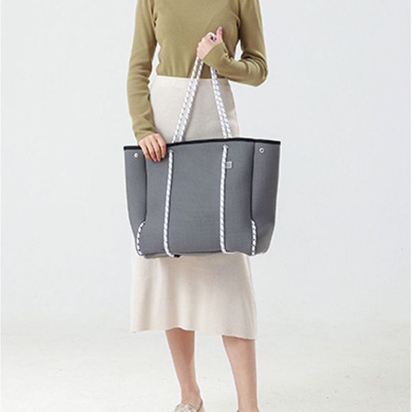 

large capacity neoprene shoulder bag casual tote summer beach shopping handbag f42a