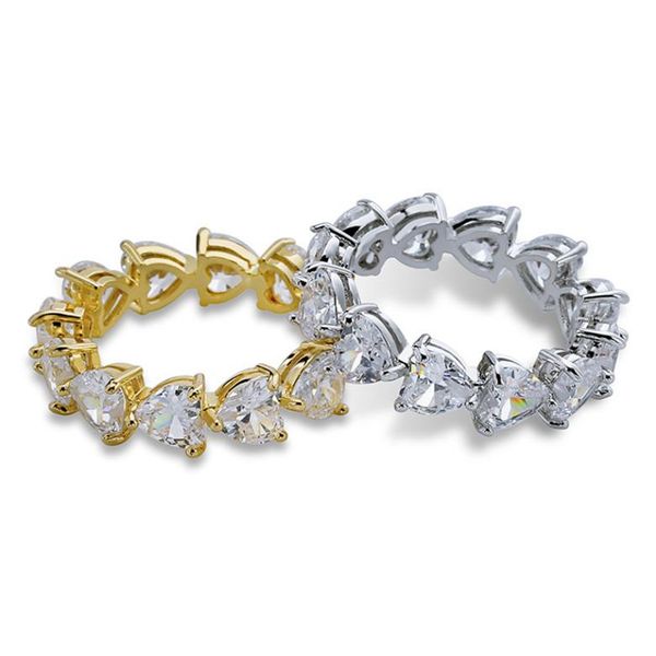 

18k gold plated couple rings wedding rings jewelry exquisite grade quality micro pave glaring heart zircon cluster rings, Golden;silver