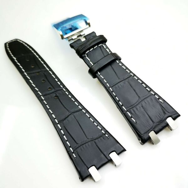 

27 мм Черный Белый Стежок высококачественный Кожаный Ремешок 18 мм Ремешок Застежк