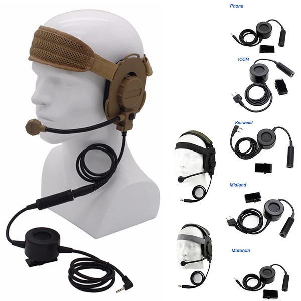 CS Tactical Earphone Gear Combat II Z fone de ouvido tático com PTT Paintball Shooting Headphone AirSoft No15-012b