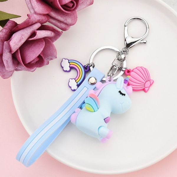 

cartoon accessories kids designer fashion unicorn doll keychain creative bag pendant small gift accessories for children bags 2020 new, Blue