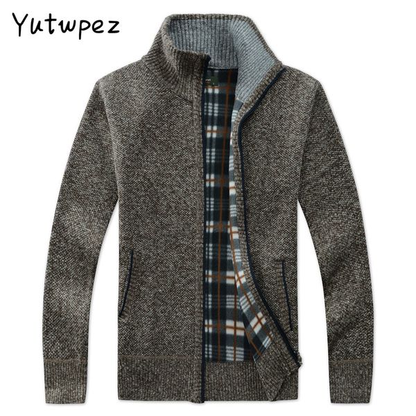 

yutwpez men's casual sweater coats winter fashion brand mens cardigan high collar pockets knit outwear coat sweater male, White;black