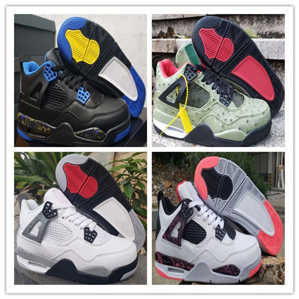 

wholesale 2019 new discount black green white grey iv 4s men mid basketball shoes outdoor trainers size 7-13