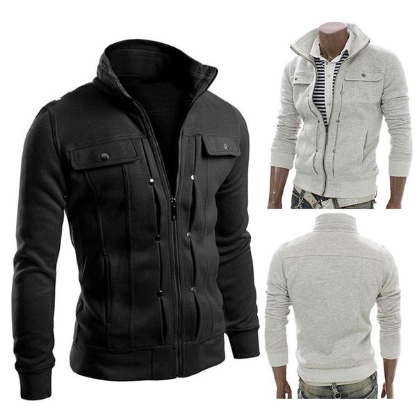 

mens winter warm zipper casual jacket men coat, Black