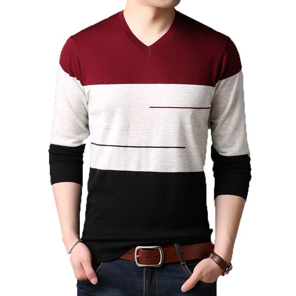 

autumn winter men sweaters 2019 fashion sweater men casual v-neck pullover autumn slim fit long sleeve mens knitted sweaters, White;black