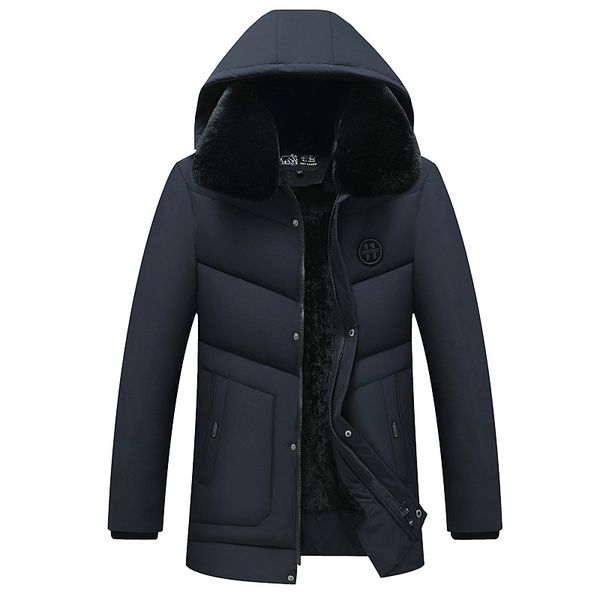 

2019 new men's winter down jacket fur collar coat detachable hat and fur collar male's clothing, Black