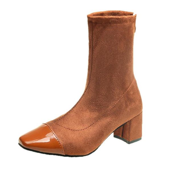 

square color fashion boots female boots women design, Black