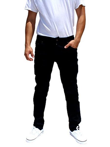 

revol men's skinny fit color twill denim pants jeans, Blue