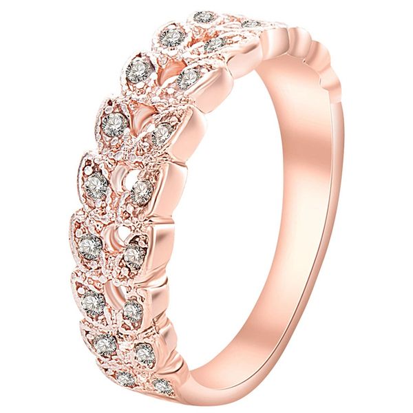 

crystal ring gold concise classical crystal wedding ring rose gold color, Slivery;golden