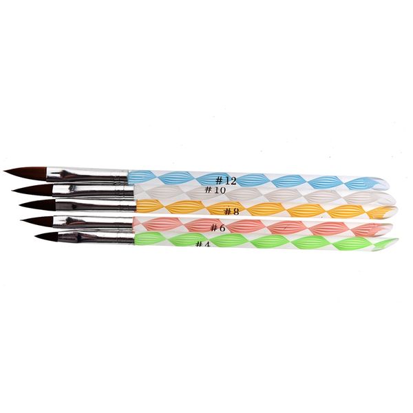 

5pcs acrylic nail art uv gel carving pen brush liquid diy no. 4/6/8/10/12, Silver