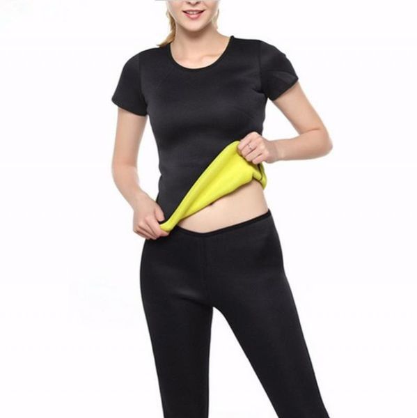 

new neoprene corset body shaper slimming shapewear yoga shirts comfortable breathable short sleeve female lose weight sportswear, Black;blue