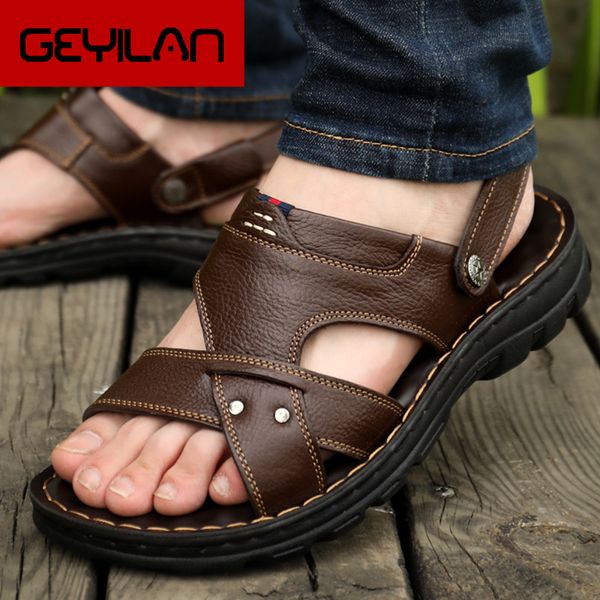 

2019 summer new men's sandals beach shoes casual slippers sandals zapatos de hombre summer shoes, Black