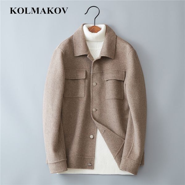 

kolmakov 2018 new mens short woolen coats double-faced wool outwear coats spring windbreakers homme jackets men 3xl, Black
