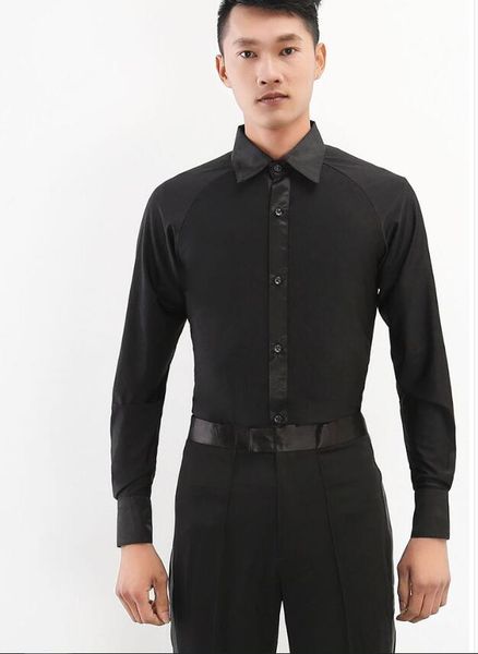 

men's latin dance practice 2019 latin dance garment waltz ballroom garment performance man shirts, Black;red