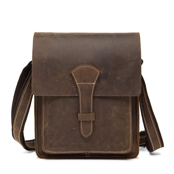 

thread crazy horse genuine leather men bags fashion retro handbag shoulder vintage cow bag men messenger bags business briefcase cj191210