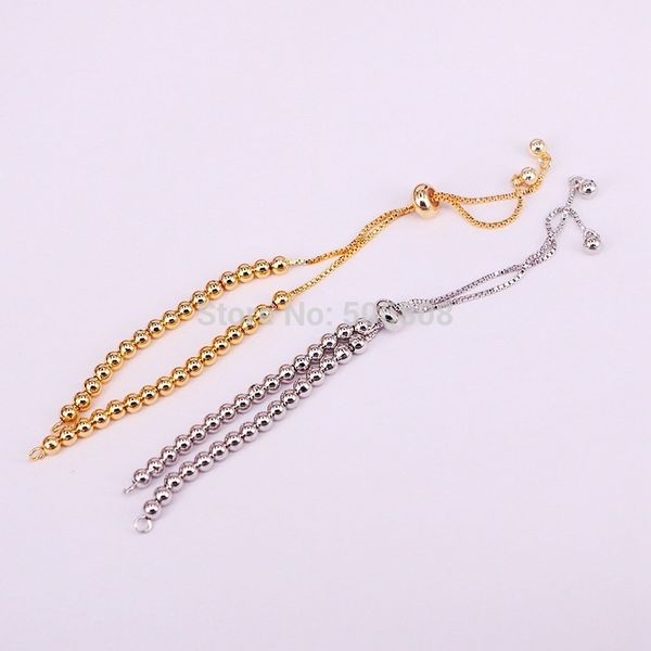 

30pcs zyunz jewelry 4mm round loose beads metal bracelets chain, adjustable, fit making micro pave cz charm connector bracelets c19021501, Black