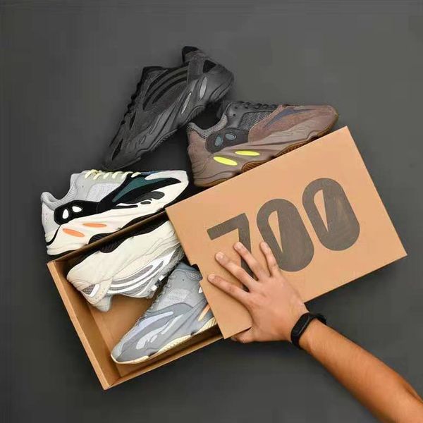 

700 v2 wave runner geode inertia solid grey vanta geode static mauve men women kanye west casual shoes designer sneakers 36-45, Black