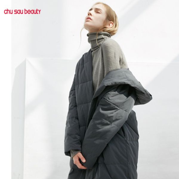 

womens designer down coat casual windproof long jackets fashion womens winter solid color clothe 2 colors 2019 new for wholesale, Black