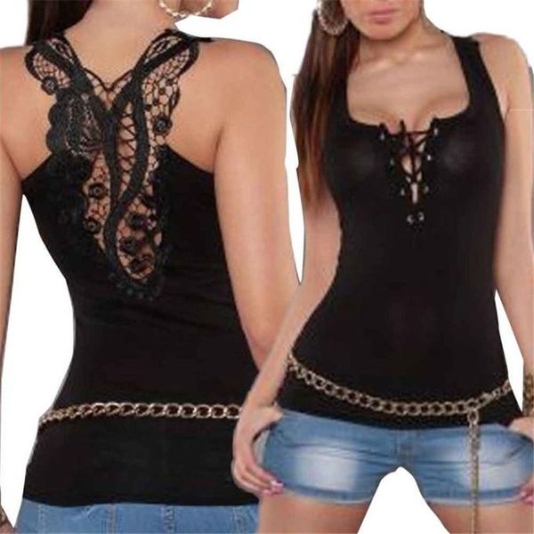 

women backless tank bandage breathable tank summer ladies causal lace halter sleeveless camisole vest 2020, Black;white