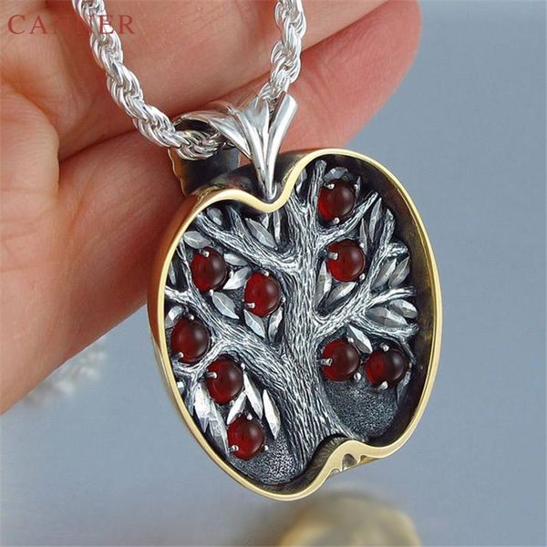 

vintage natural stone necklace women apple tree necklace silver/gold fruit necklaces pendants retro jewelry ketting kolye c40