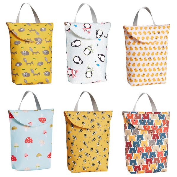

multifunctional baby diaper caddy organizer reusable waterproof prints wet/dry bag mummy storage bag travel nappy