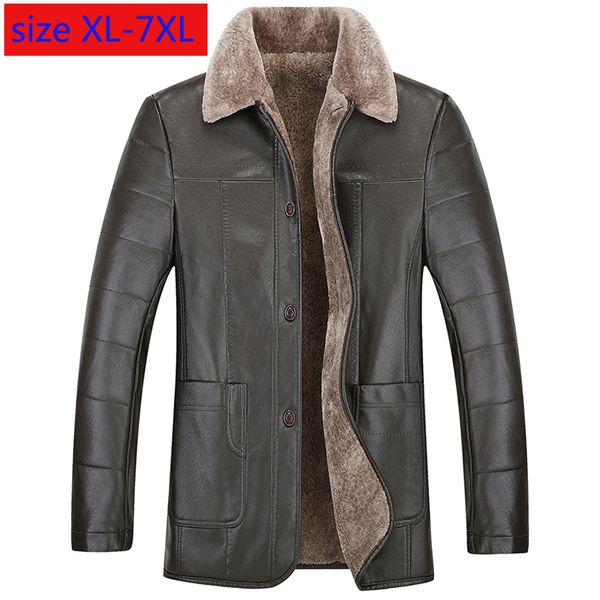 

new arrival fashion men winter plush thickened warm jacket casual leather clothes suepr alrge plus size xl2xl3xl 4xl 5xl 6xl 7xl, Black