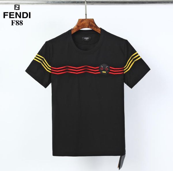 

fends mens t shirt luxury mens designer white t shirt 2020 new striped badge men tees trendy men short t, White;black
