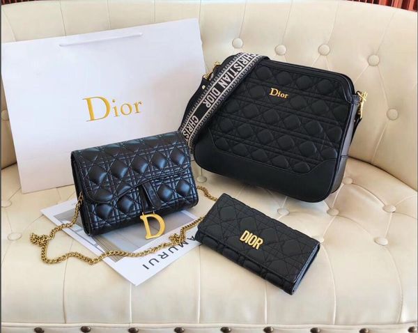 

2020 new high-quality fashion wild black three-piece chain bag classic women's handbag messenger bag ladies shoulder bag backpack